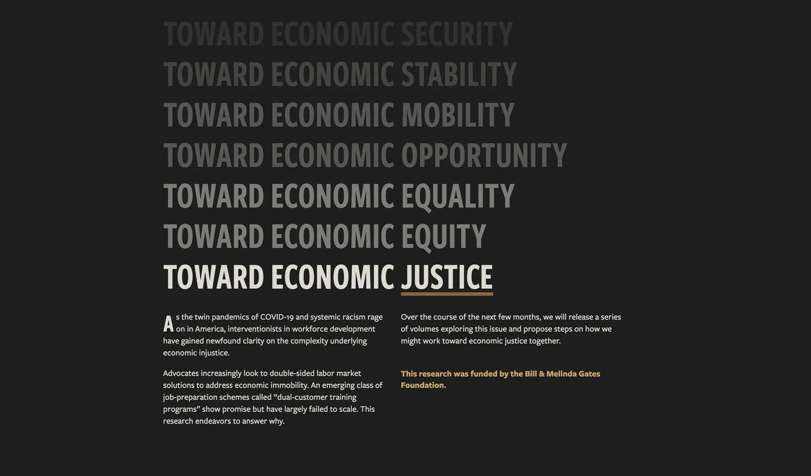 Toward Economic Justice Research Study